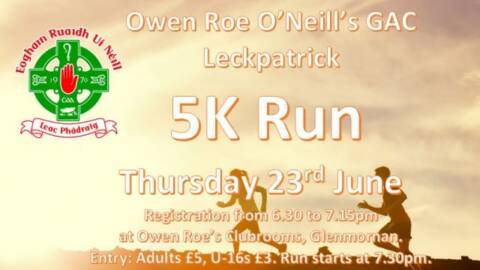 Owen Roes 5k Run – Thursday 23rd June