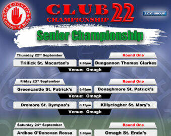 Tyrone LCC Group  Senior Championship swings into Action on Thursday evening, All Games Live on Tyrone GAA TV.