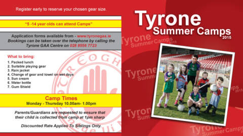 2015 Tyrone Summer Camps – Registration now open